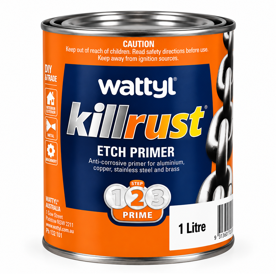 WATTYL Killrust Etch Primer Grey 1L Metal Primer