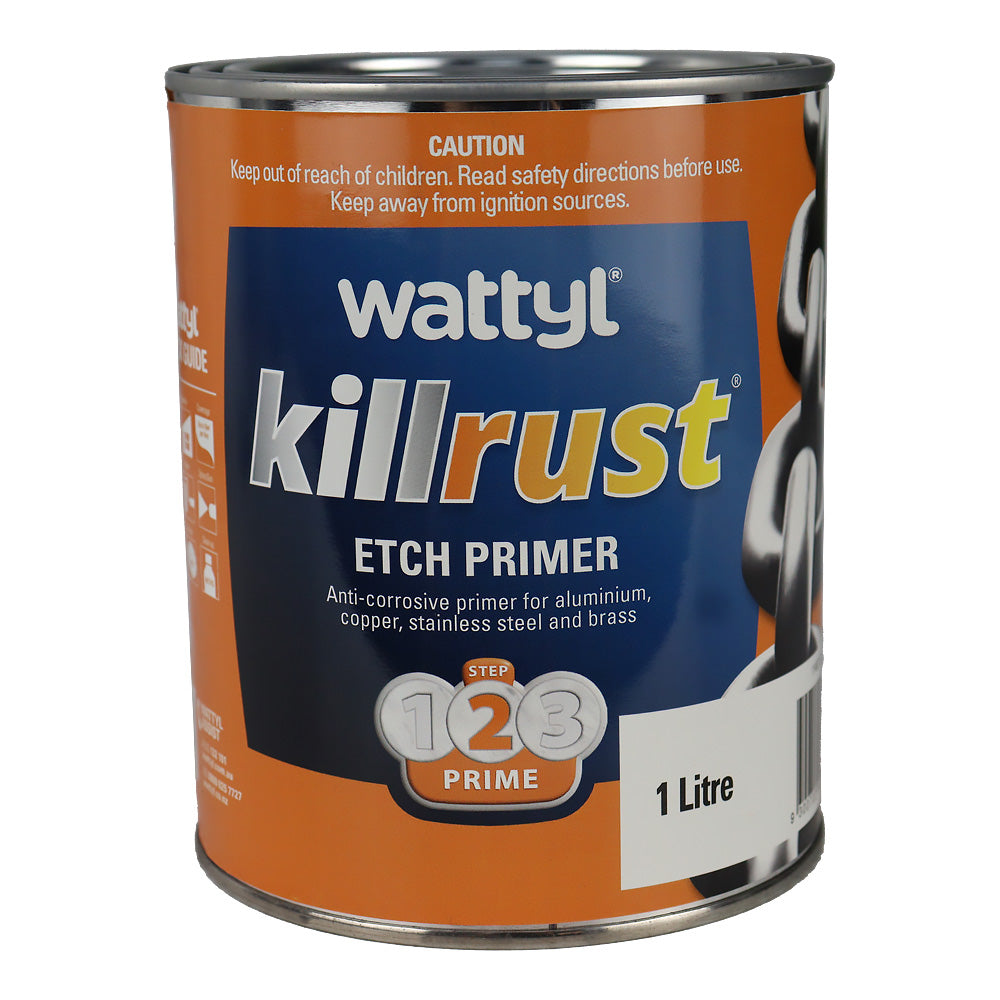 WATTYL Killrust Etch Primer Fast Drying Grey 1L Anti Corrosive Epoxy
