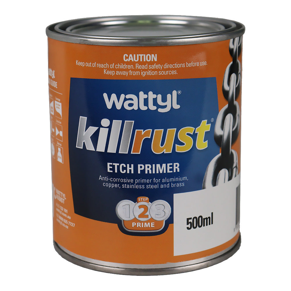 WATTYL Killrust Etch Primer Fast Drying Grey 500ml Anti Corrosive Epoxy