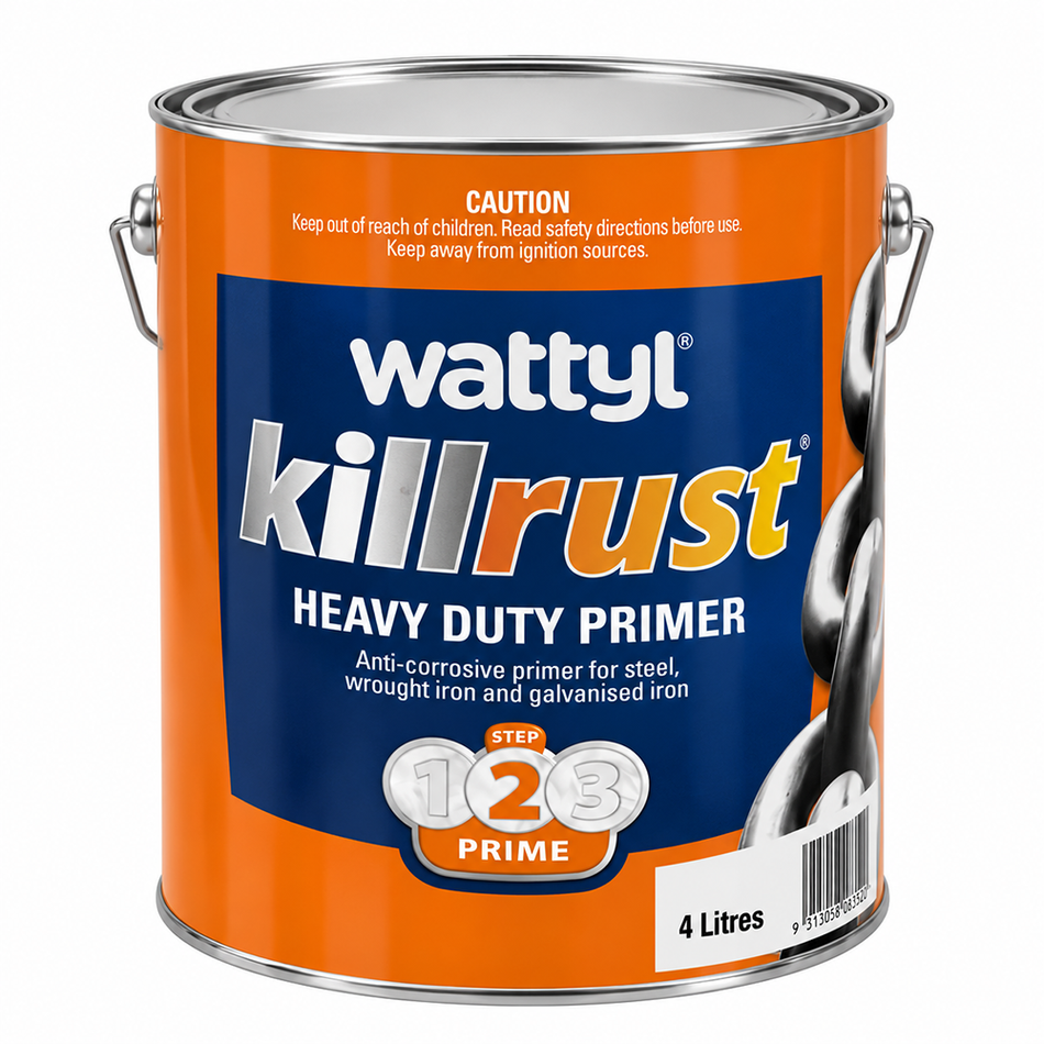 WATTYL Killrust Heavy Duty Metal Primer Grey 4L Anti-Corrosive