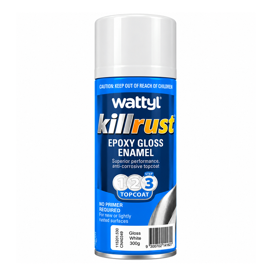 WATTYL Killrust Epoxy Gloss Enamel White 300g Metal Spray Paint 3 Pack