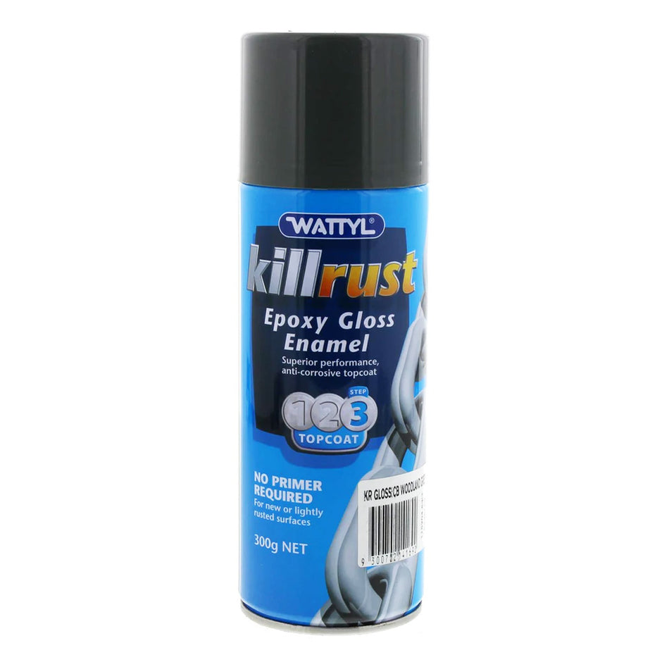WATTYL Killrust Epoxy Gloss Enamel Paint 300g Aerosol Colourbond Woodland Grey