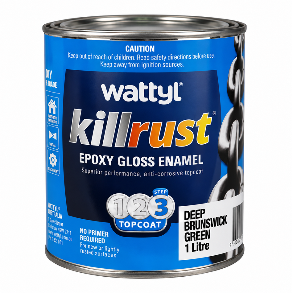WATTYL Killrust Epoxy Enamel Gloss Deep Brunswick Green 1L Metal Paint