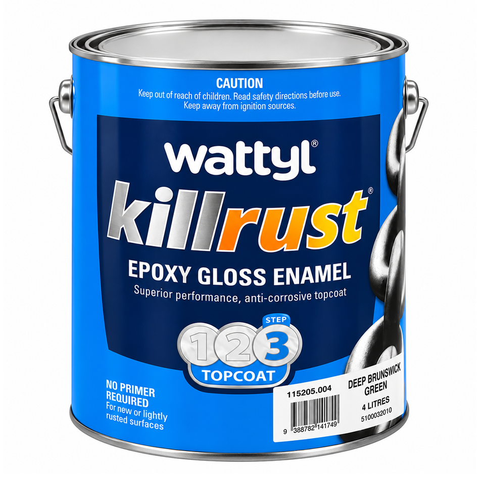 WATTYL Killrust Epoxy Gloss Enamel Deep Brunswick Green 4L Anti-Rust Metal Paint