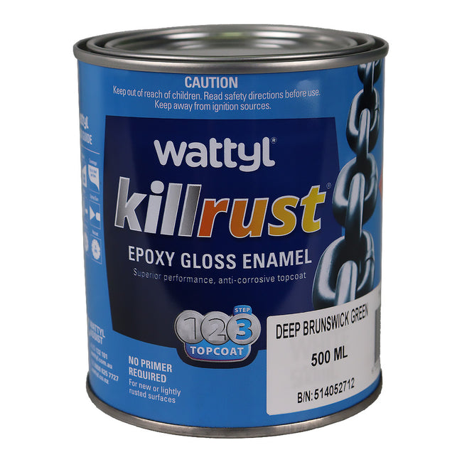 WATTYL Killrust Epoxy Gloss Enamel Deep Brunswick Green 500ml Rust Protection Metal Paint