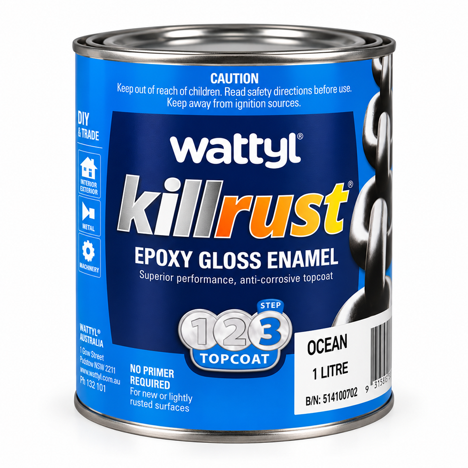 WATTYL Killrust Epoxy Enamel Gloss Ocean 1L Metal Paint