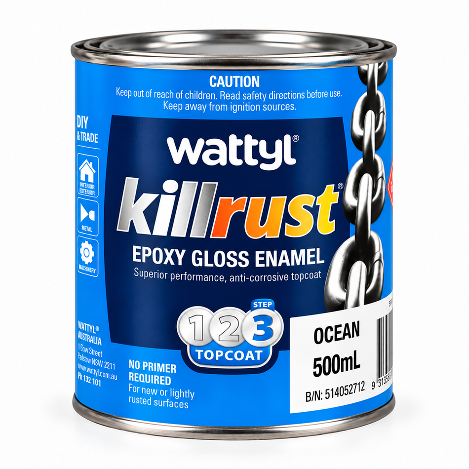 WATTYL Killrust Epoxy Enamel Gloss Ocean 500ml Metal Paint