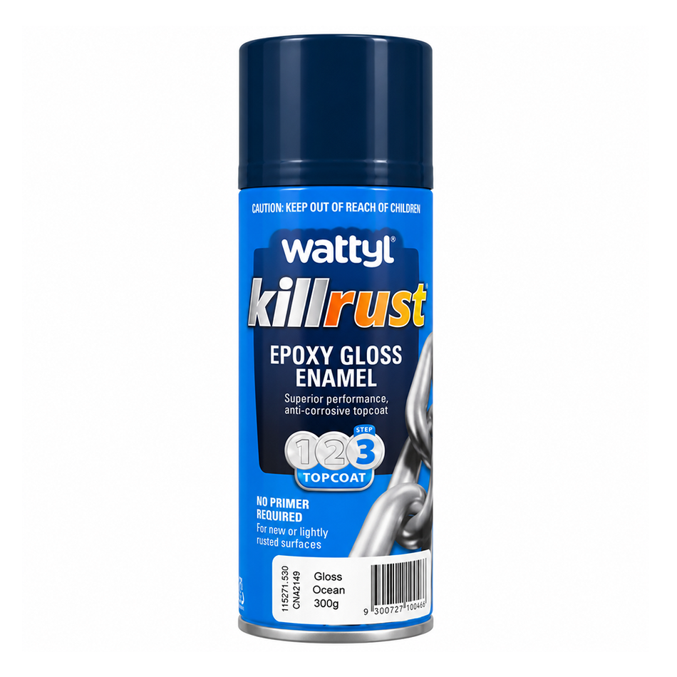 WATTYL Killrust Epoxy Gloss Enamel Ocean 300g Metal Spray Paint