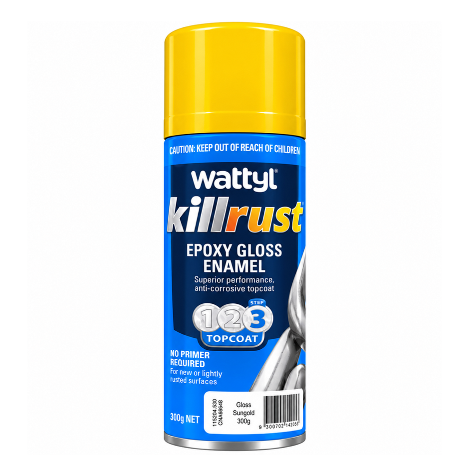 WATTYL Killrust Epoxy Gloss Enamel Sungold 300g Metal Spray Paint