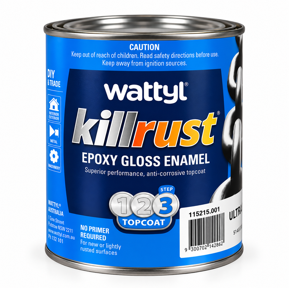 WATTYL Killrust Epoxy Enamel Gloss Ultra Blue 1L Metal Paint