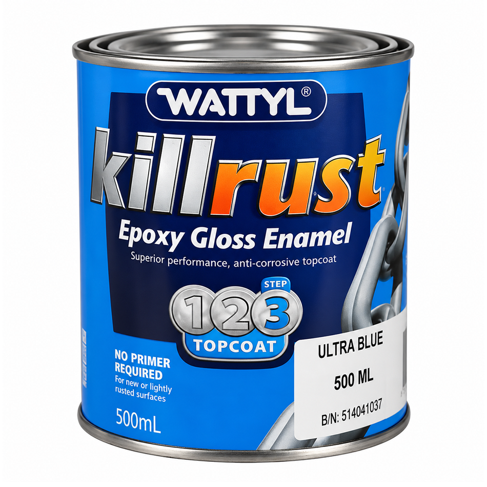 WATTYL Killrust Epoxy Enamel Gloss Ultra Blue 500ml Metal Paint