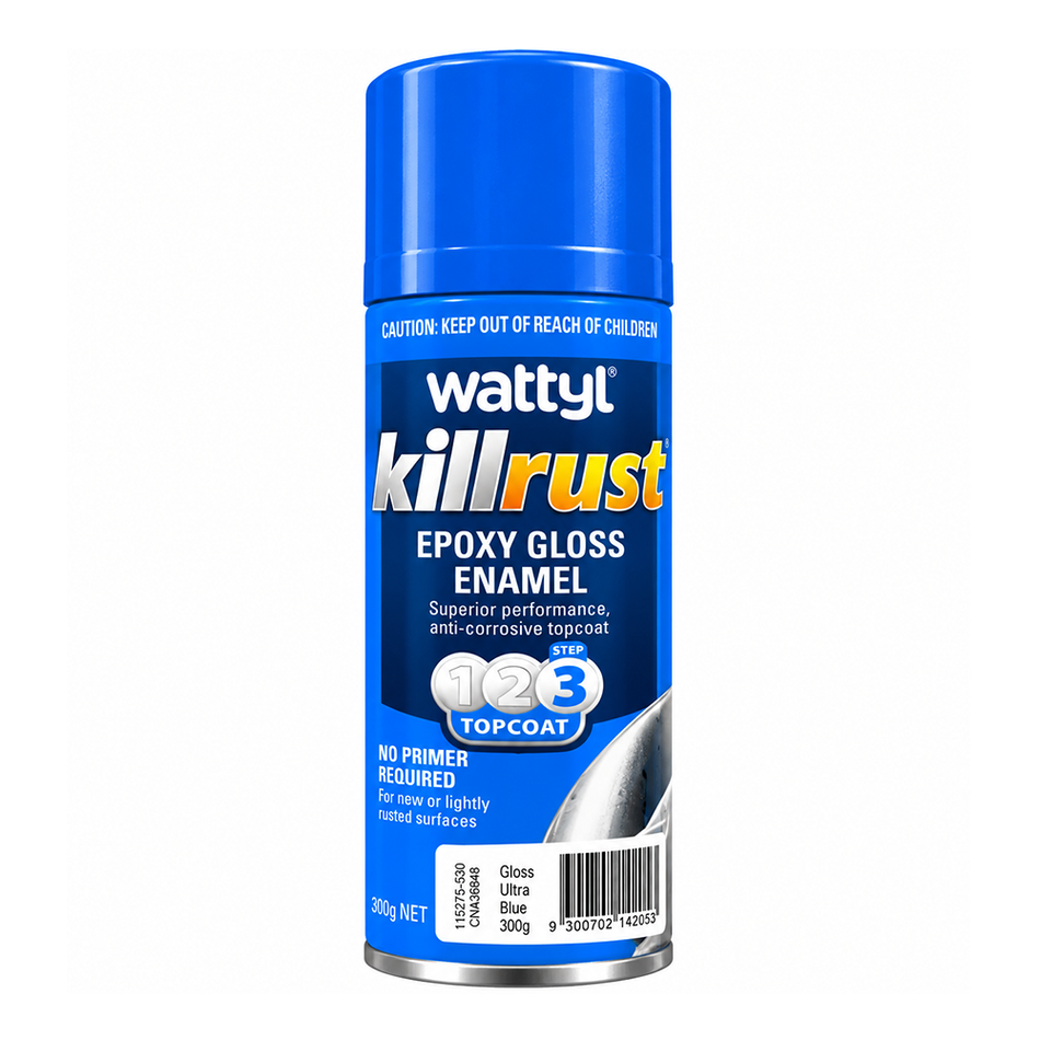 WATTYL Killrust Epoxy Gloss Enamel Ultra Blue 300g Metal Spray Paint 3 Pack