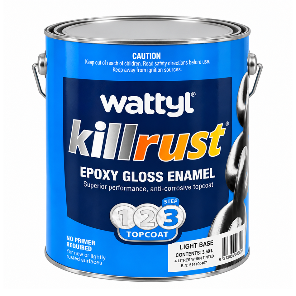 WATTYL Killrust Epoxy Gloss Enamel Light Tint Base 4L Anti-Rust Metal Paint