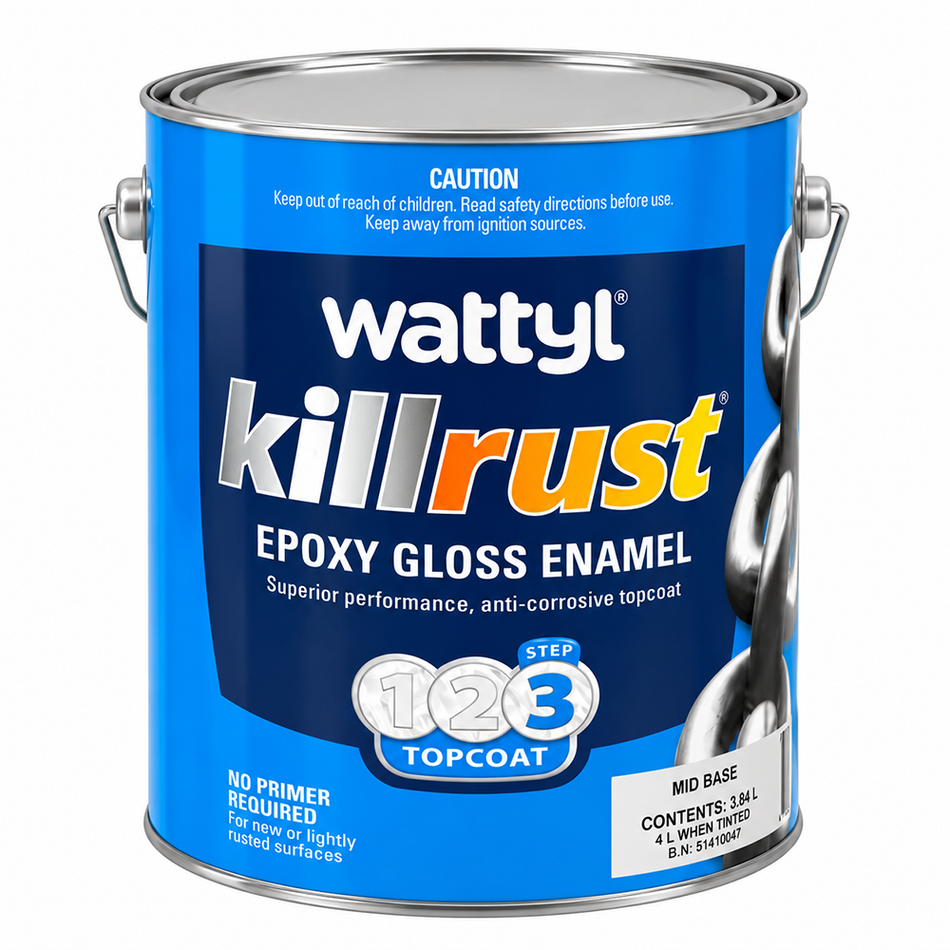 WATTYL Killrust Epoxy Gloss Enamel Mid Tint Base 4L Anti-Rust Metal Paint