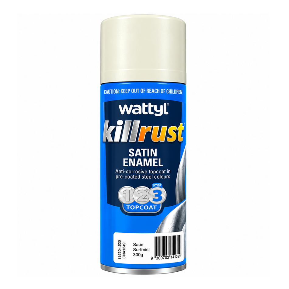 WATTYL Killrust Satin Enamel Colorbond Surfmist 300g Spray Paint