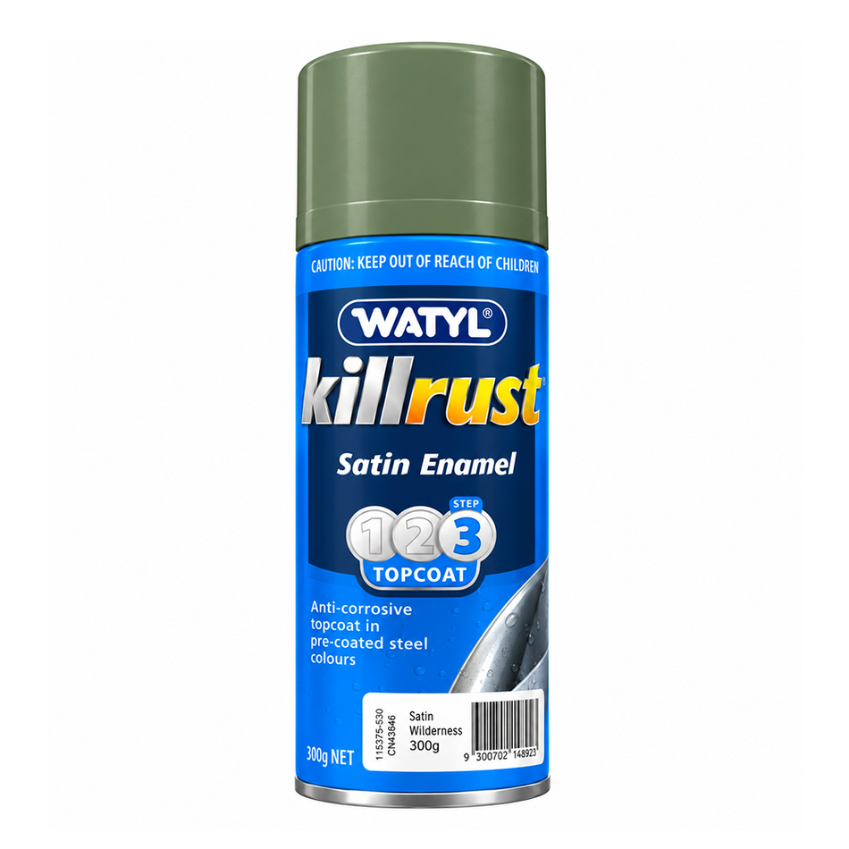 WATTYL Killrust Satin Enamel Colorbond Wilderness 300g Spray Paint