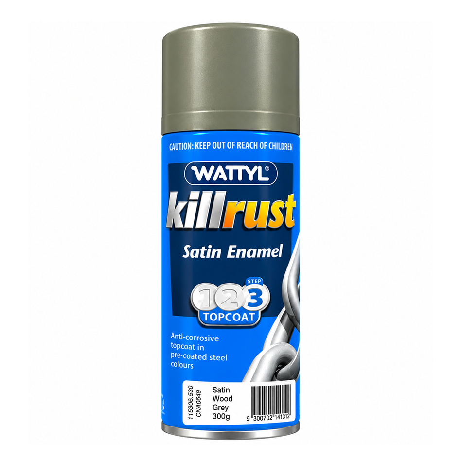 WATTYL Killrust Satin Enamel Colorbond Woodland Grey 300g Spray Paint