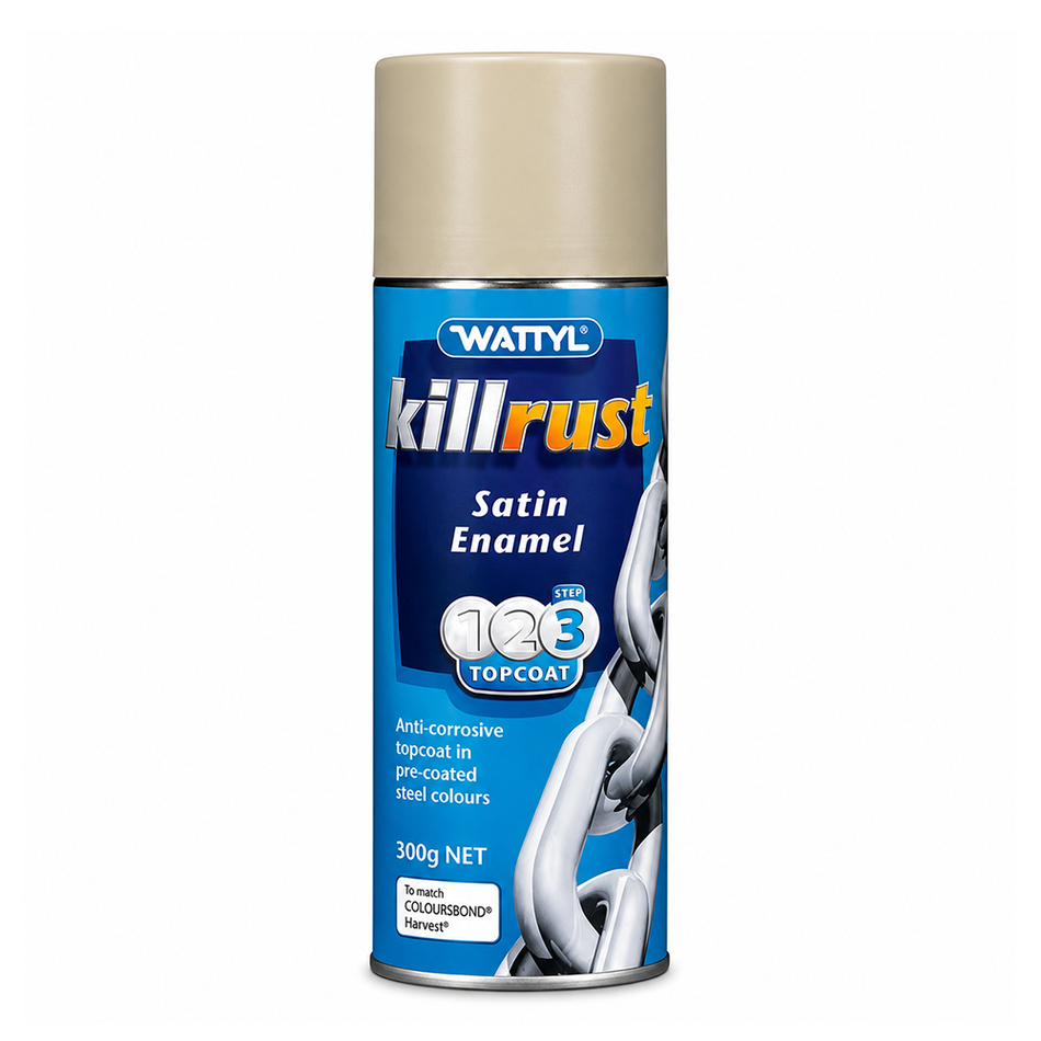 WATTYL Killrust Satin Enamel Spray Paint 300g Aerosol Harvest