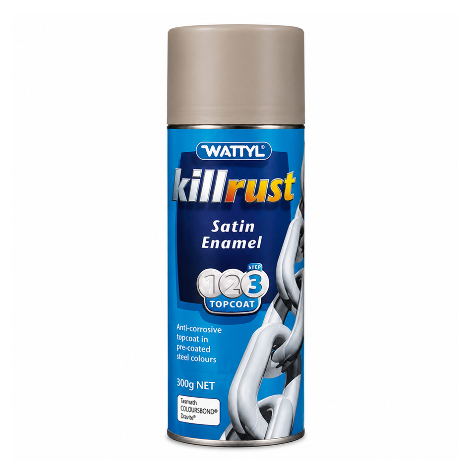 WATTYL Killrust Satin Enamel Spray Paint 300g Aerosol Dune