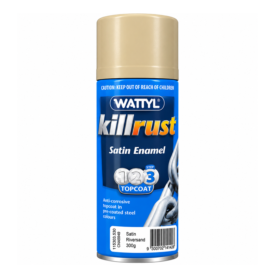 WATTYL Killrust Satin Enamel Colorbond Riversand 300g Spray Paint