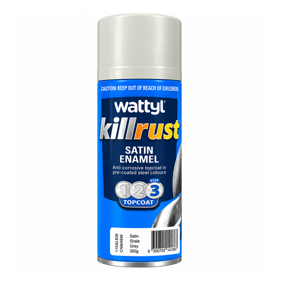 WATTYL Killrust Satin Enamel Colorbond Shale Grey 300g Spray Paint