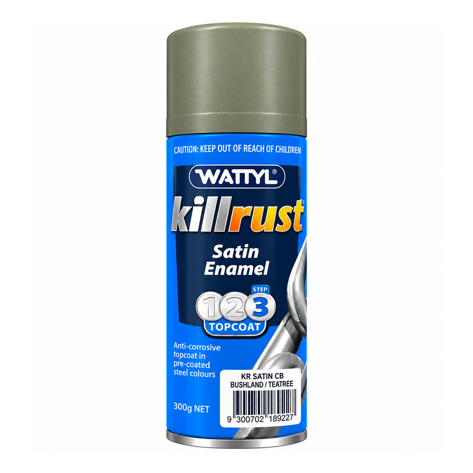 WATTYL Killrust Satin Enamel Colorbond Bushland Tea Tree 300g Spray Paint