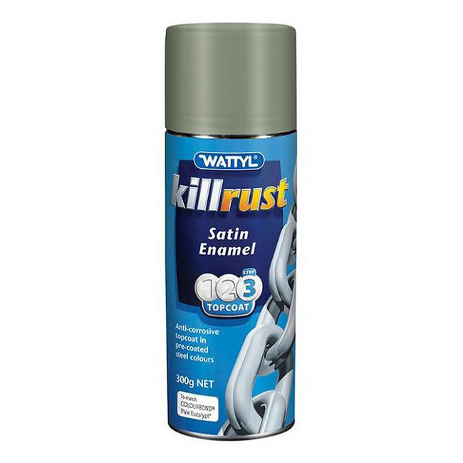 WATTYL Killrust Satin Enamel Spray Paint 300g Aerosol Pale Eucalypt