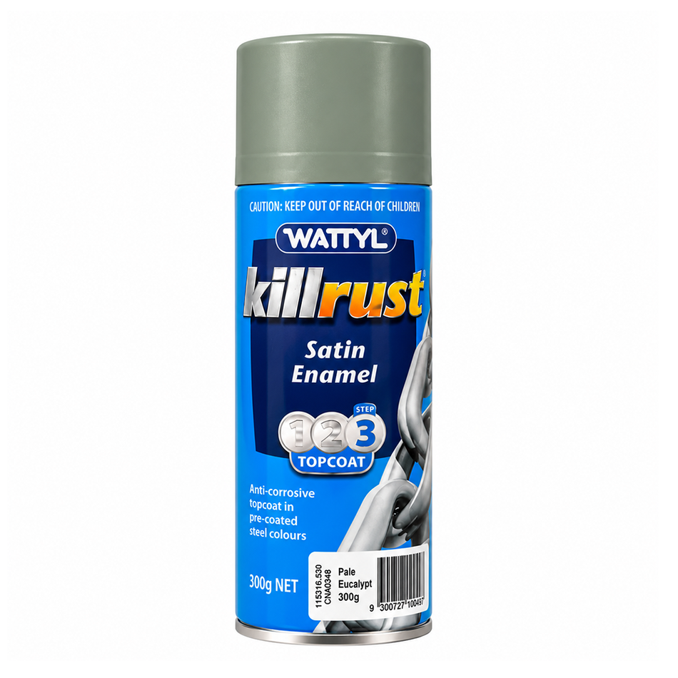 WATTYL Killrust Satin Enamel Colorbond Pale Eucalypt 300g Spray Paint