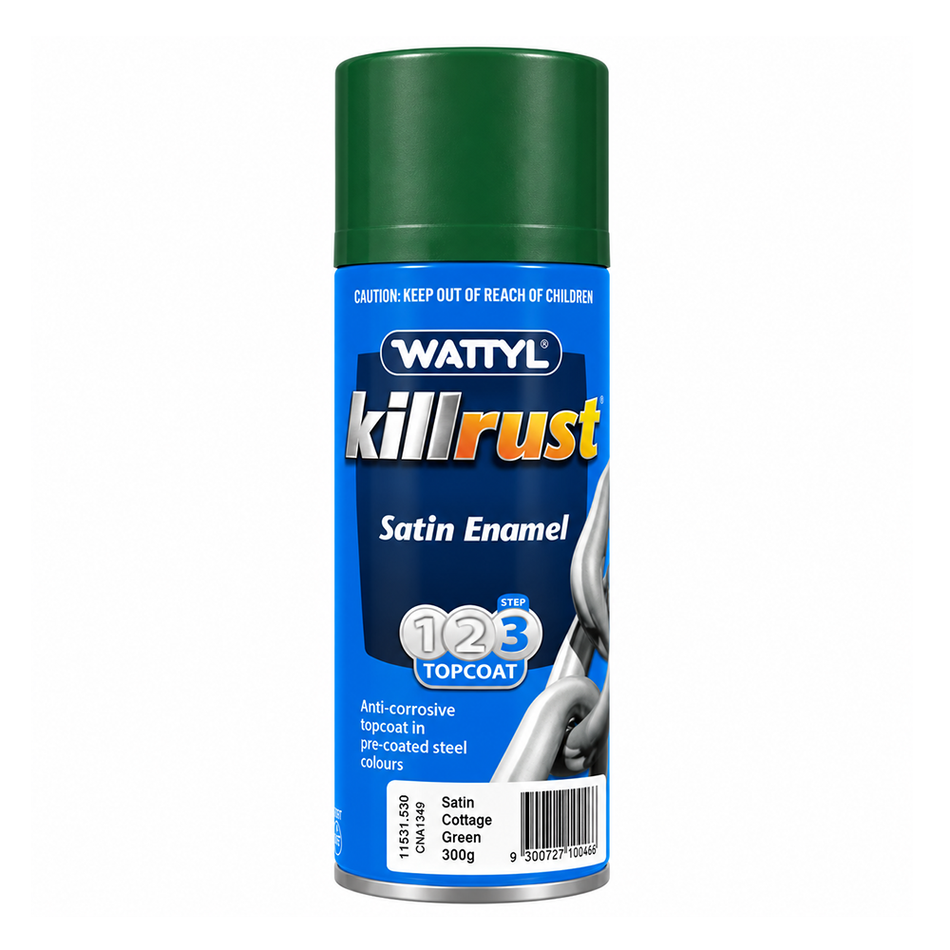 WATTYL Killrust Satin Enamel Cottage Green 300g Colorbond Spray Paint 3 Pack