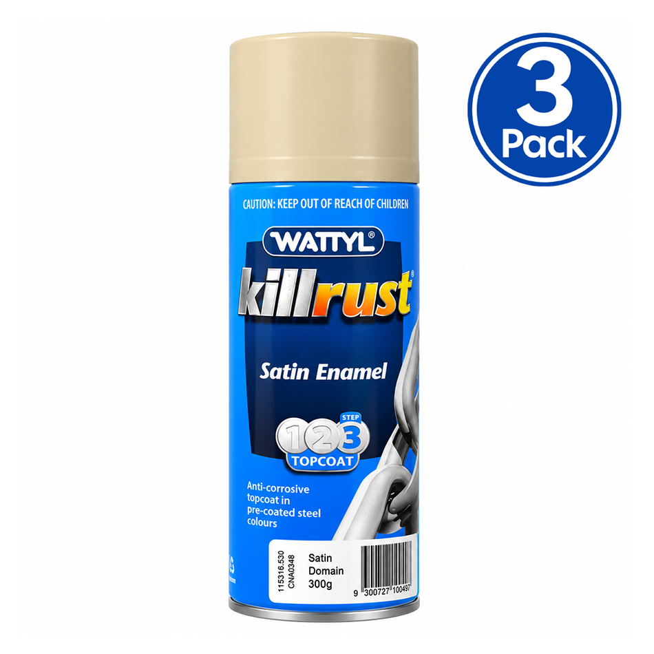 WATTYL Killrust Satin Enamel Domain 300g Colorbond Spray Paint 3 Pack