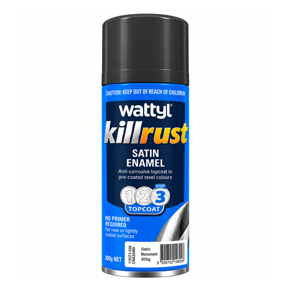 WATTYL Killrust Satin Enamel Colorbond Monument 300g Spray Paint 3 Pack