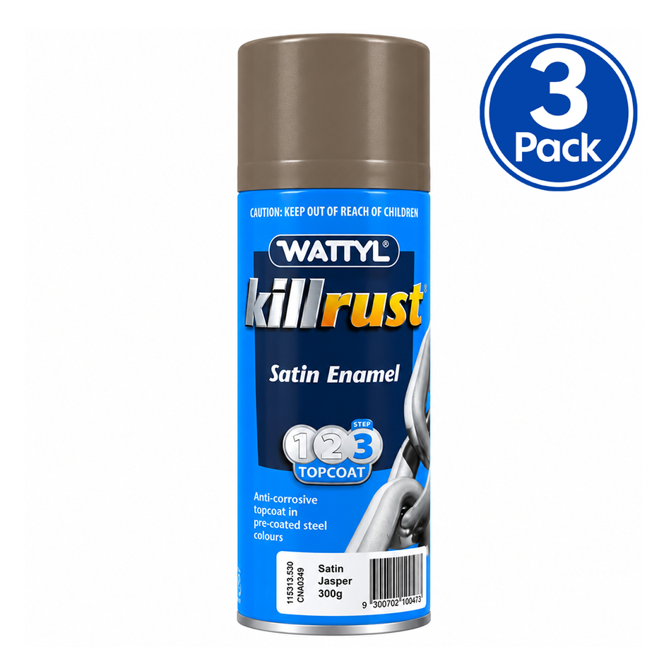WATTYL Killrust Satin Enamel Jasper 300g Colorbond Spray Paint 3 Pack