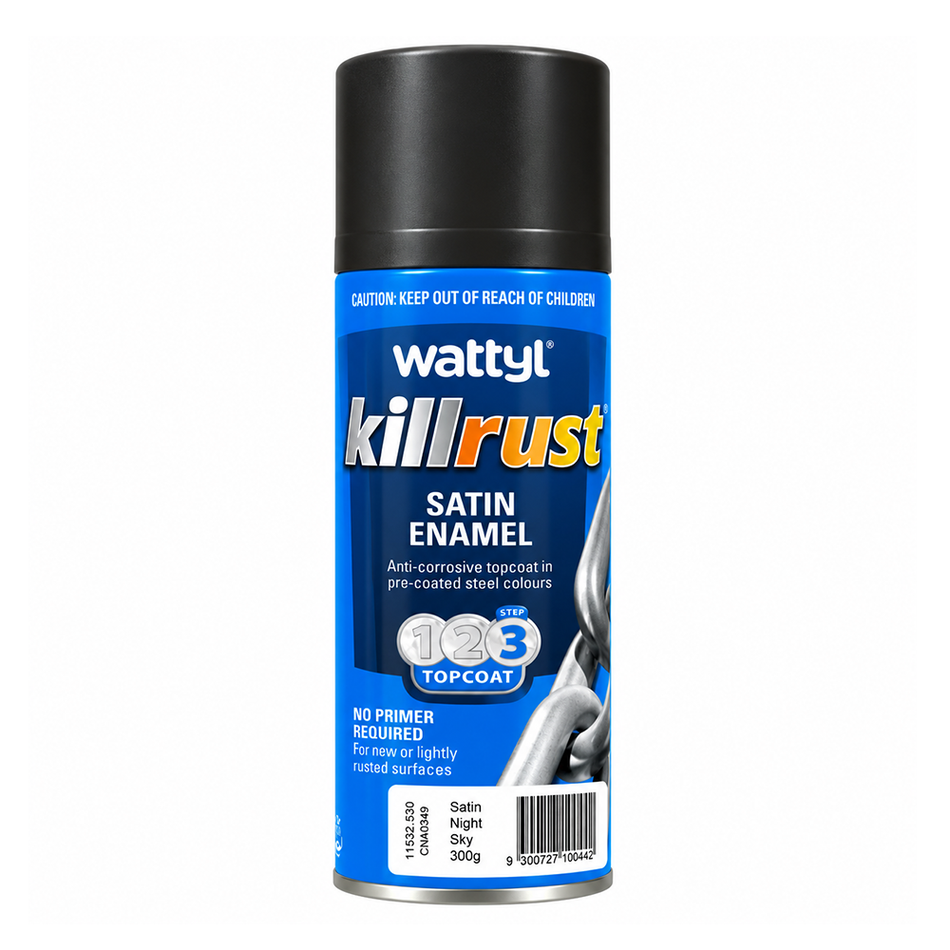WATTYL Killrust Satin Enamel Colorbond Night Sky 300g Spray Paint 3 Pack