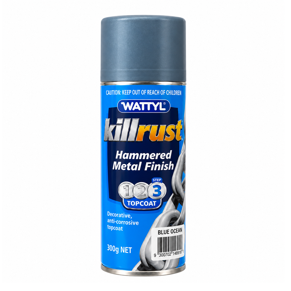 WATTYL Killrust Hammered Metal Finish Blue Ocean 300g Spray Paint