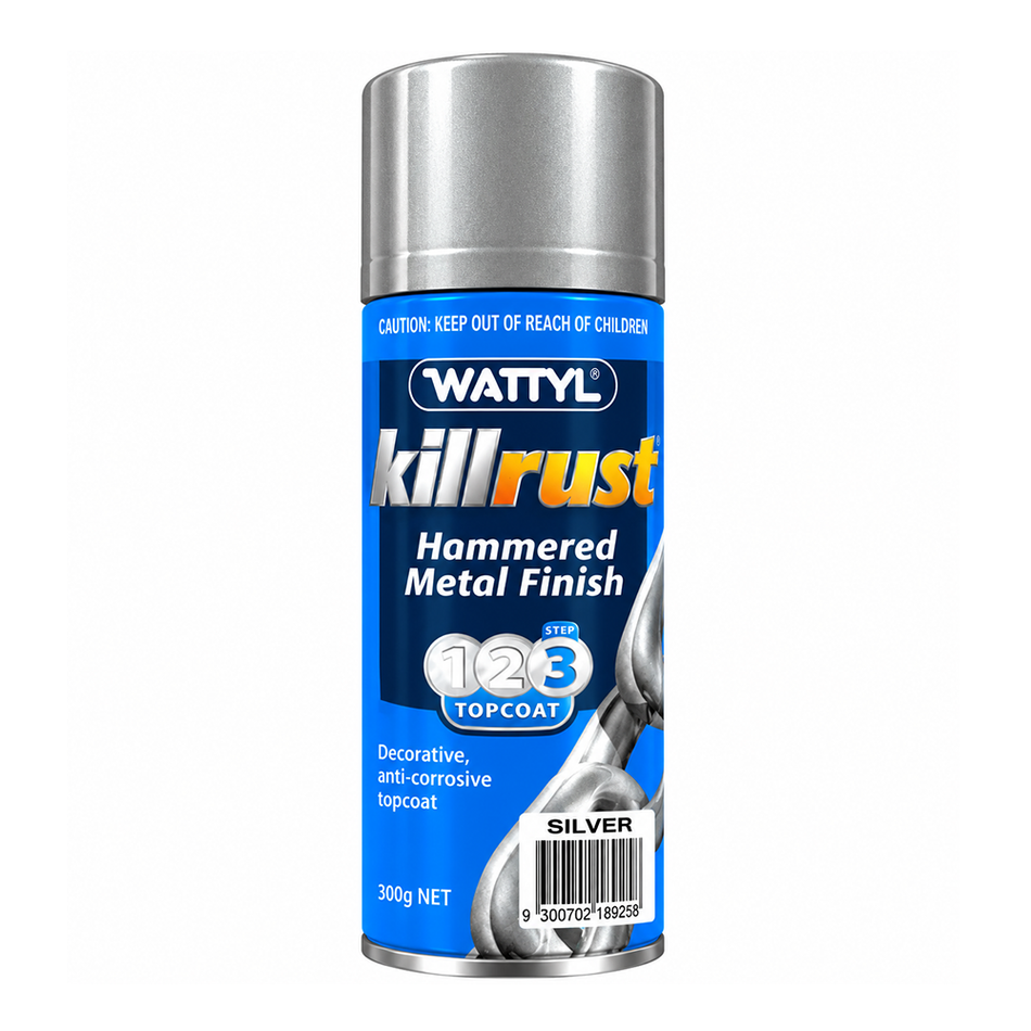 WATTYL Killrust Hammered Metal Finish Silver 300g Spray Paint