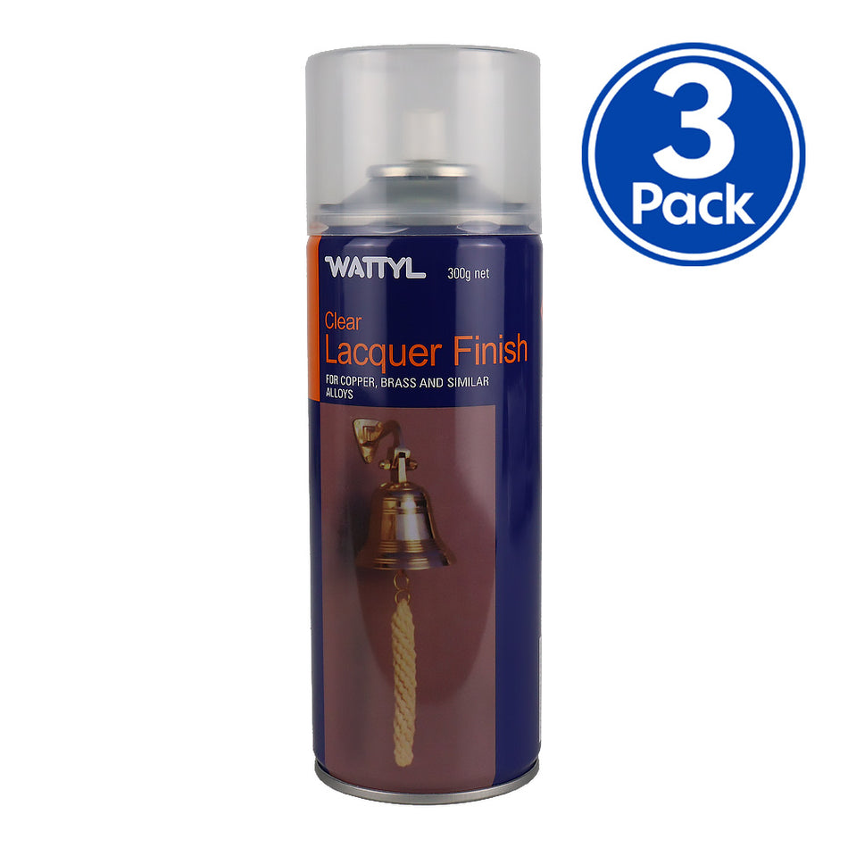 WATTYL Clear Lacquer Finish 300g Clear Protective Aerosol x 3 Pack