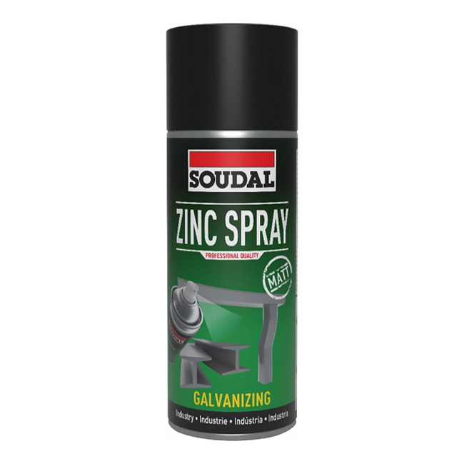 SOUDAL Weldable Zinc Cold Galvanizing Spray Paint 400ml Matt Grey Aerosol