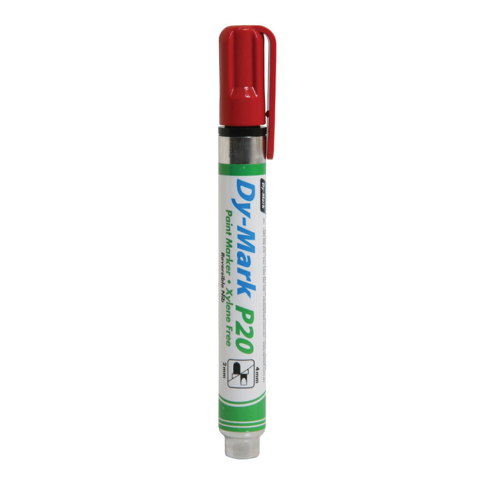 DY-MARK Paint Marker P20 Red Reversible Bullet Chisel Nib 3mm & 5mm x 12 Box