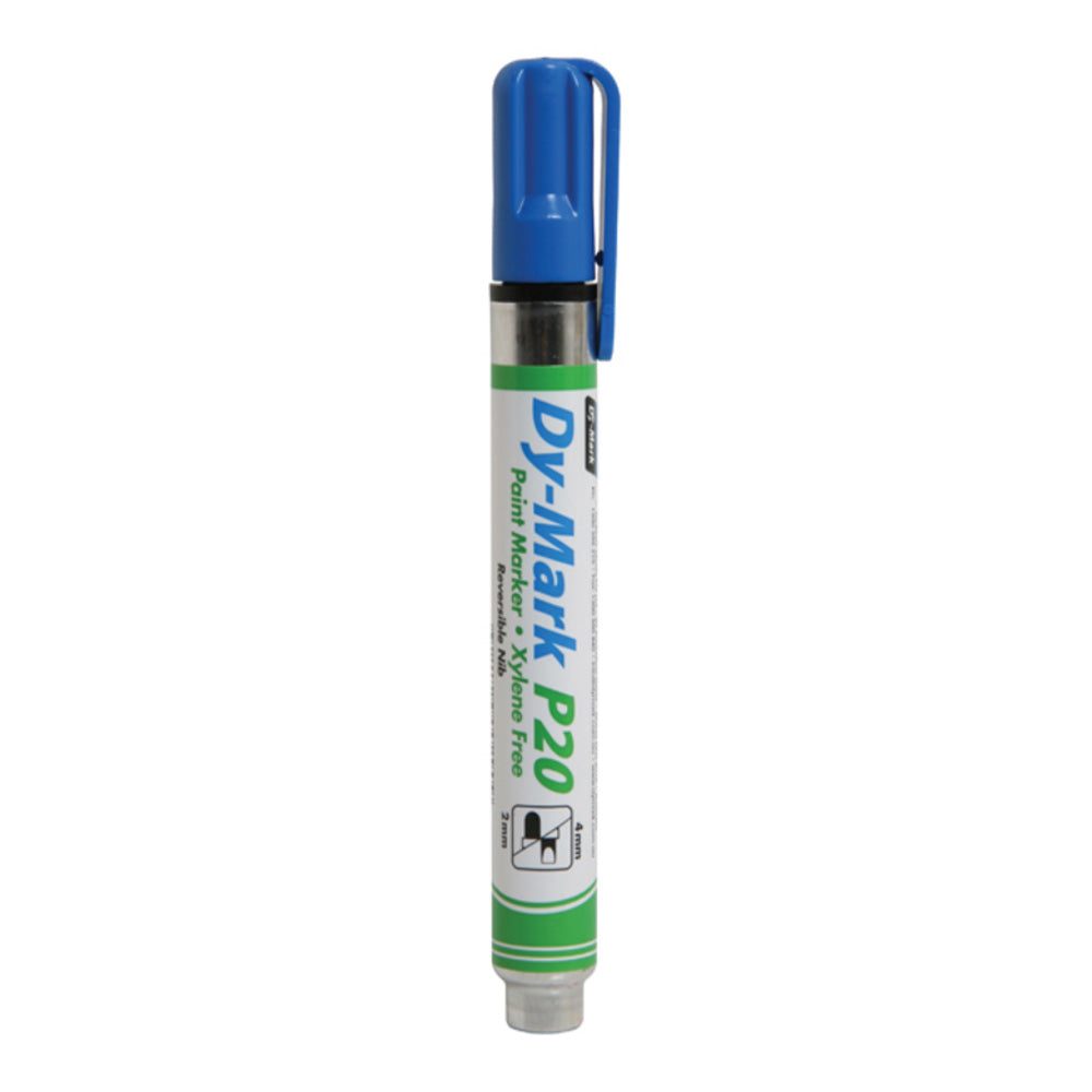 DY-MARK Paint Marker P20 Blue Reversible Bullet Chisel Nib 3mm & 5mm x 12 Box