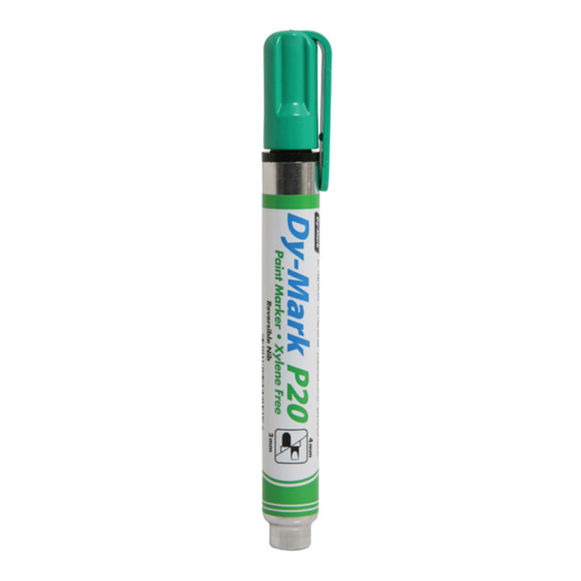 DY-MARK Paint Marker P20 Green Reversible Bullet Chisel Nib 3mm & 5mm x 12 Box