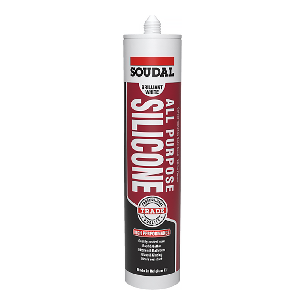 SOUDAL All Purpose Trade Silicone Sealant Adhesive Cartridge 300ml Brilliant White