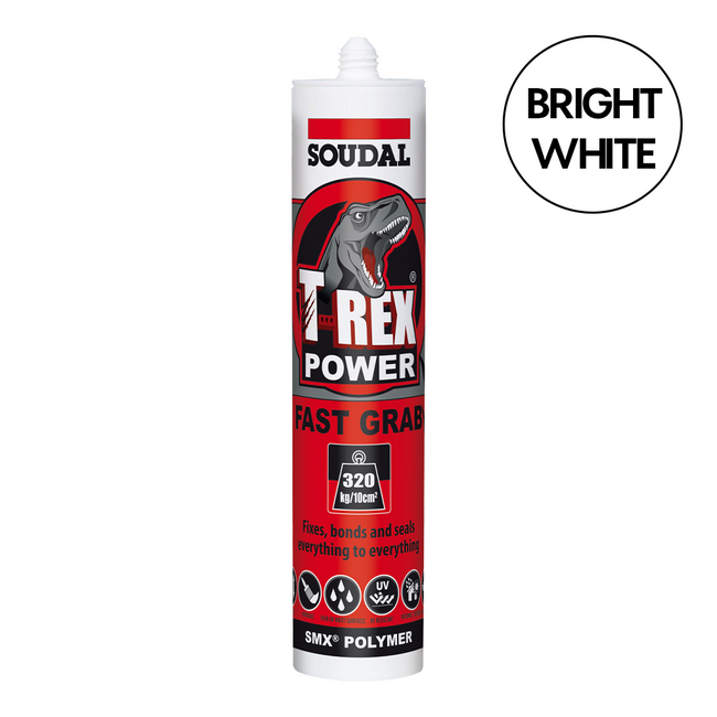 SOUDAL T-Rex Power Fast Grab High Strength Adhesive Bright White 290ml Cartridge