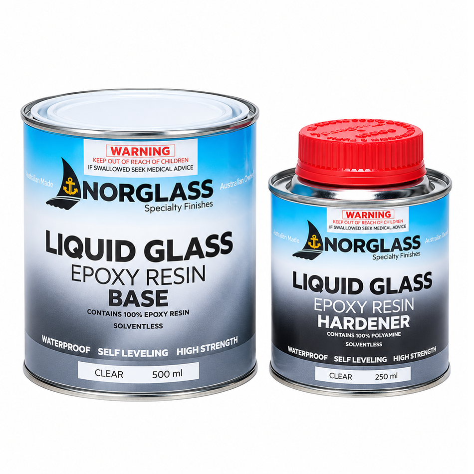 NORGLASS Liquid Glass Clear Epoxy Resin 750ml Timber Slab Crack & Void Filler