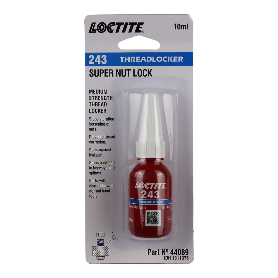 LOCTITE 243 Threadlocker 10ml Medium Strength Blue Fastener Adhesive