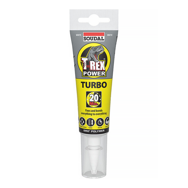 SOUDAL T-Rex Turbo Rapid Cure Adhesive Sealant White 125ml Tube