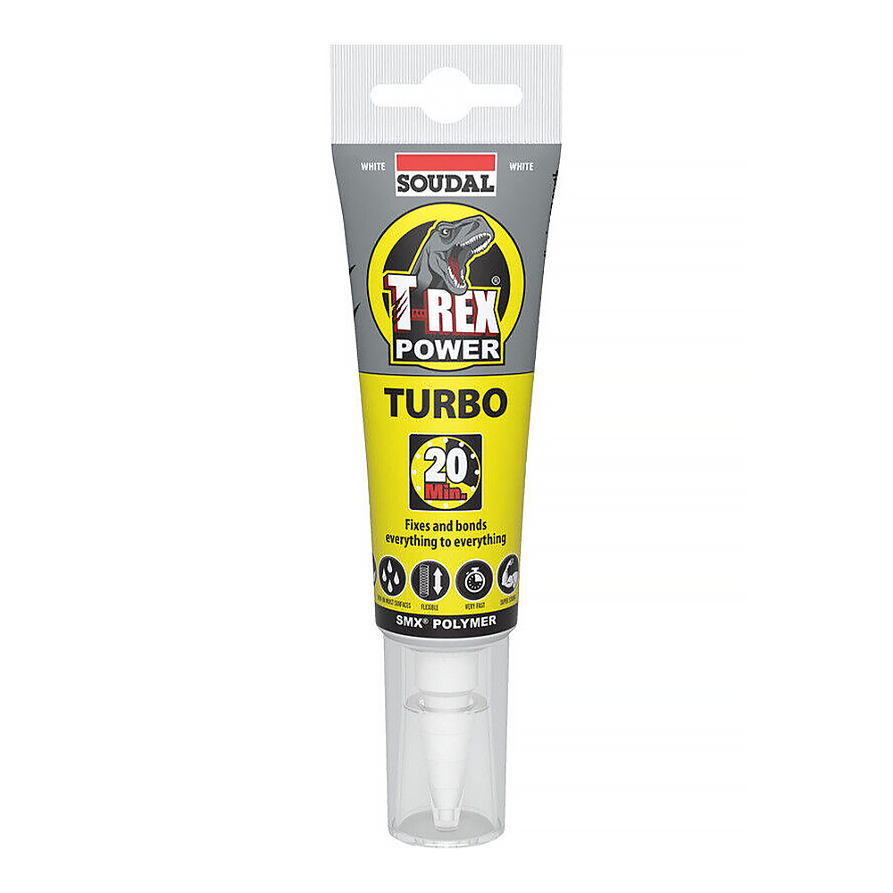 SOUDAL T-Rex Turbo Rapid Cure Adhesive Sealant White 125ml Tube