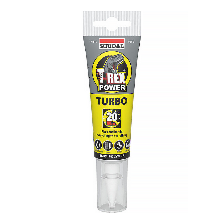 SOUDAL T-Rex Turbo Rapid Cure Adhesive Sealant White 125ml Tube