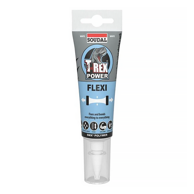 SOUDAL T-Rex Power Flexi White Highly Flexible Adhesive Sealant 125ml Tube