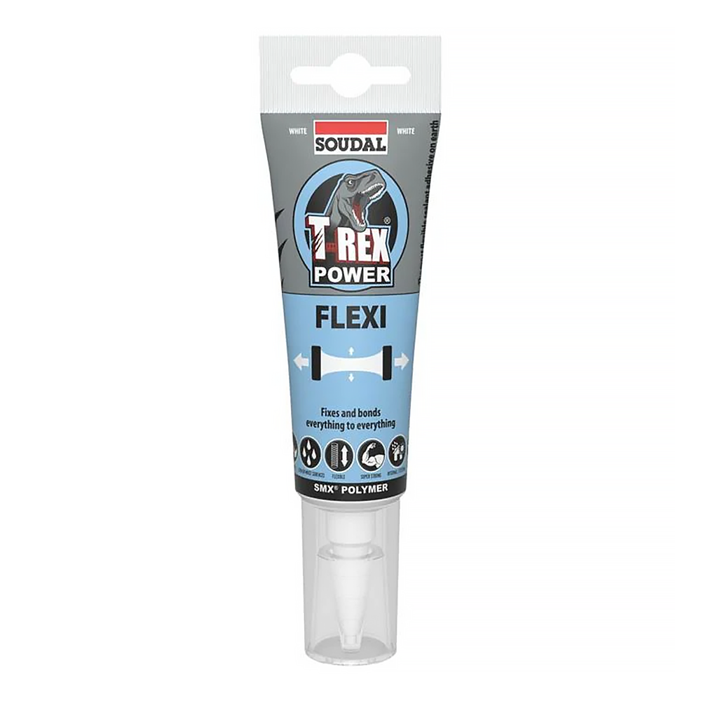 SOUDAL T-Rex Power Flexi White Highly Flexible Adhesive Sealant 125ml Tube