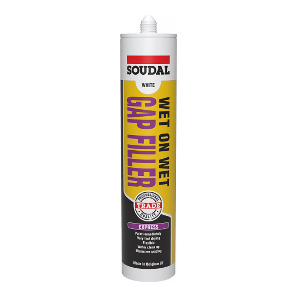 SOUDAL Wet on Wet 1K Waterproof Gap Filler 300ml Cartridge White Paintable